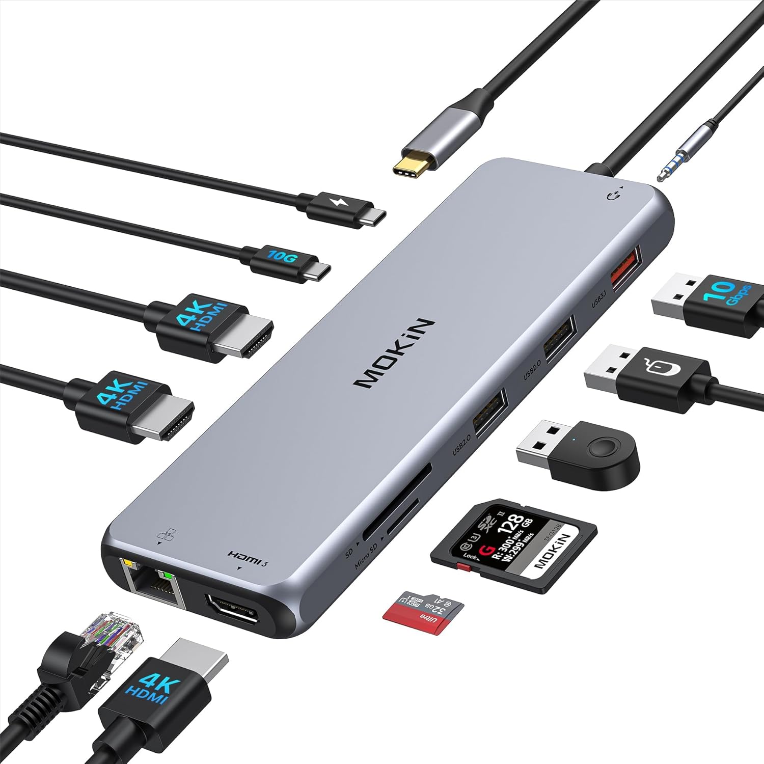 3 HDMI Docking Station 3 Monitors USB C Hub Laptop Dual Monitor Multiport Adapter Dock Dongle,USB C to 3 HDMI,PD Charging,Ethernet,4 USB C/A 3.1/2.0 Ports,MicroSD/SD, Audio for Dell/HP/Lenovo
