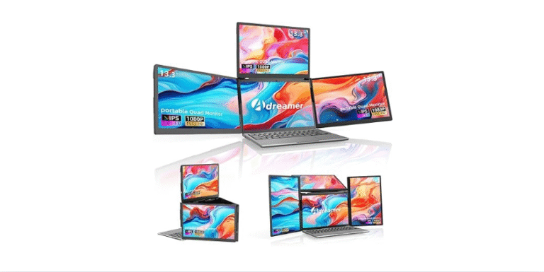 ADREAMER 13.3 inch Triple Screen Laptop Monitor Extender, Detachable 3 Screen Monitor for Laptop 13-16 inch