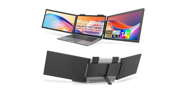 Dual Laptop Screen Extender, 14 inch 1080P IPS Portable Triple Monitor for 14-16.5 inch Laptops with USB-C Port