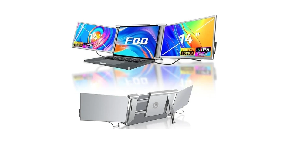 Laptop Screen Extender, 14 inch FHD 1080P IPS Triple Screen Laptop Monitor Extender 13.5–16.5 inch