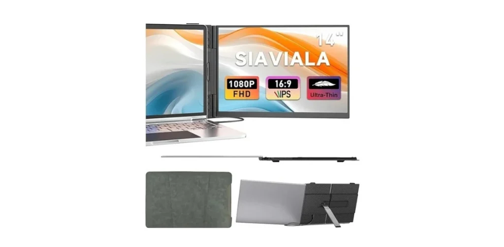 Laptop Screen Extender, 2025 Upgraded Ultra-Thin 14” FHD 1080P Portable Monitor, Lightweight Dual Laptop Monitor Extender for 13-17.3” Laptops