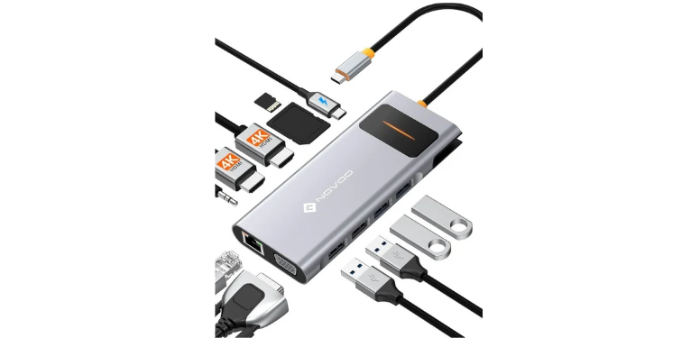 NOVOO USB C Docking Station Dual Monitor HDMI for Dell HP Laptop