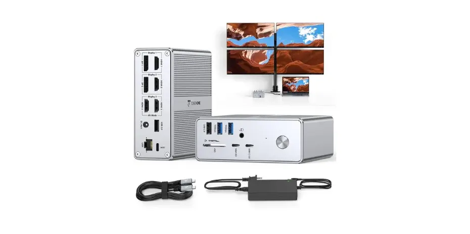 TobenONE Quad Monitor Docking Station with 4 HDMI