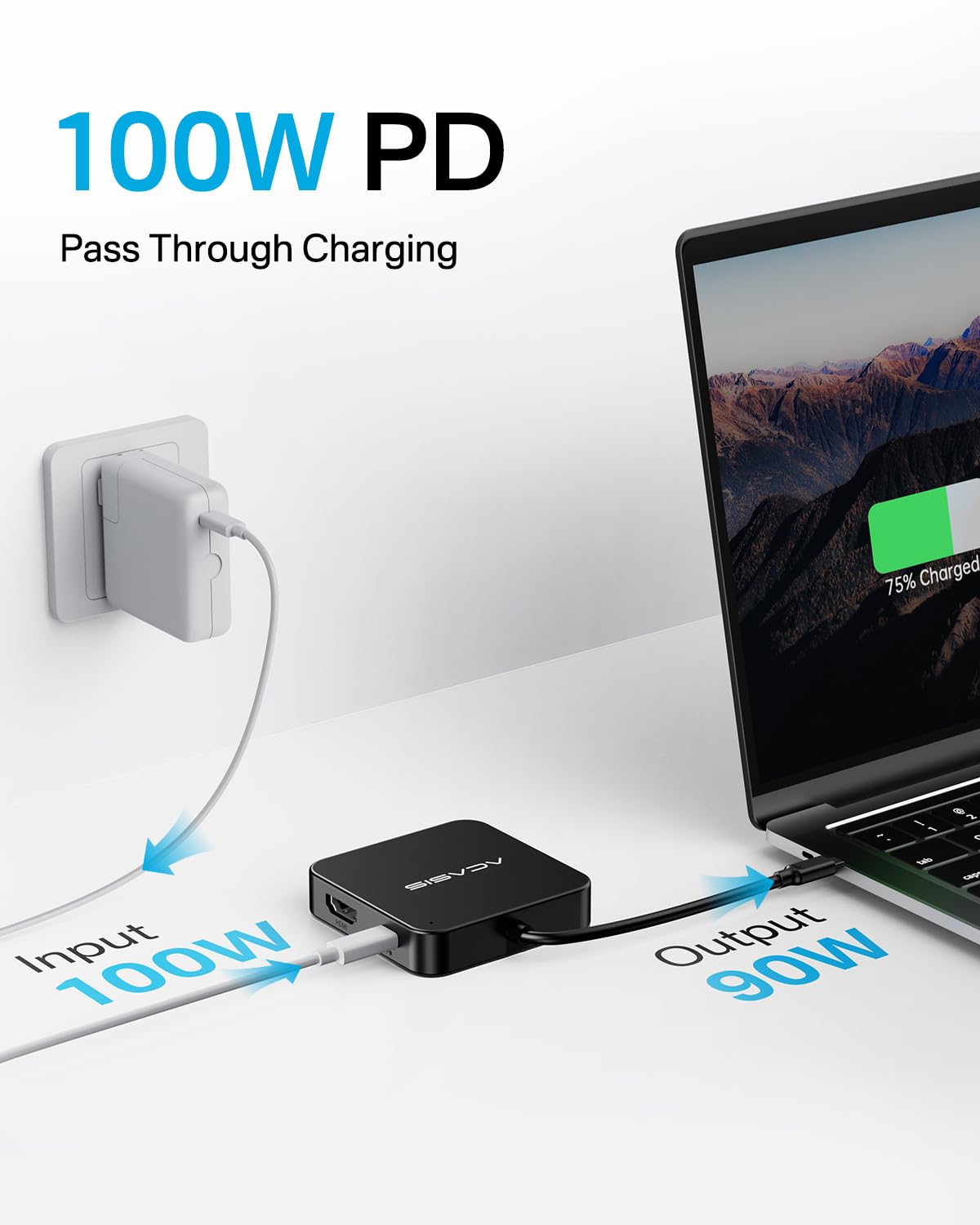 ACASIS USB C Hub 10Gbps, Multiport Adapter with 4K 60Hz HDMI, 100W Power Delivery, USB A3.2 Data Port, USB C to HDMI Adapter for MacBook, Dell, Lenovo, Surface, iPad PRO, XPS(Black)
