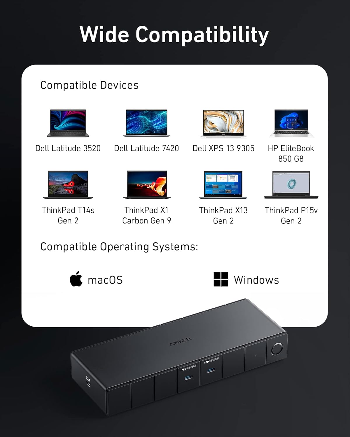 Anker 778 Thunderbolt Docking Station (12-in-1, Thunderbolt 4), 40 Gbps with Max 100W Charging for Laptop, Single 8K, Quad 4K Display, Ethernet, 6 USB Ports for Dell, HP Laptops and More(Gray)