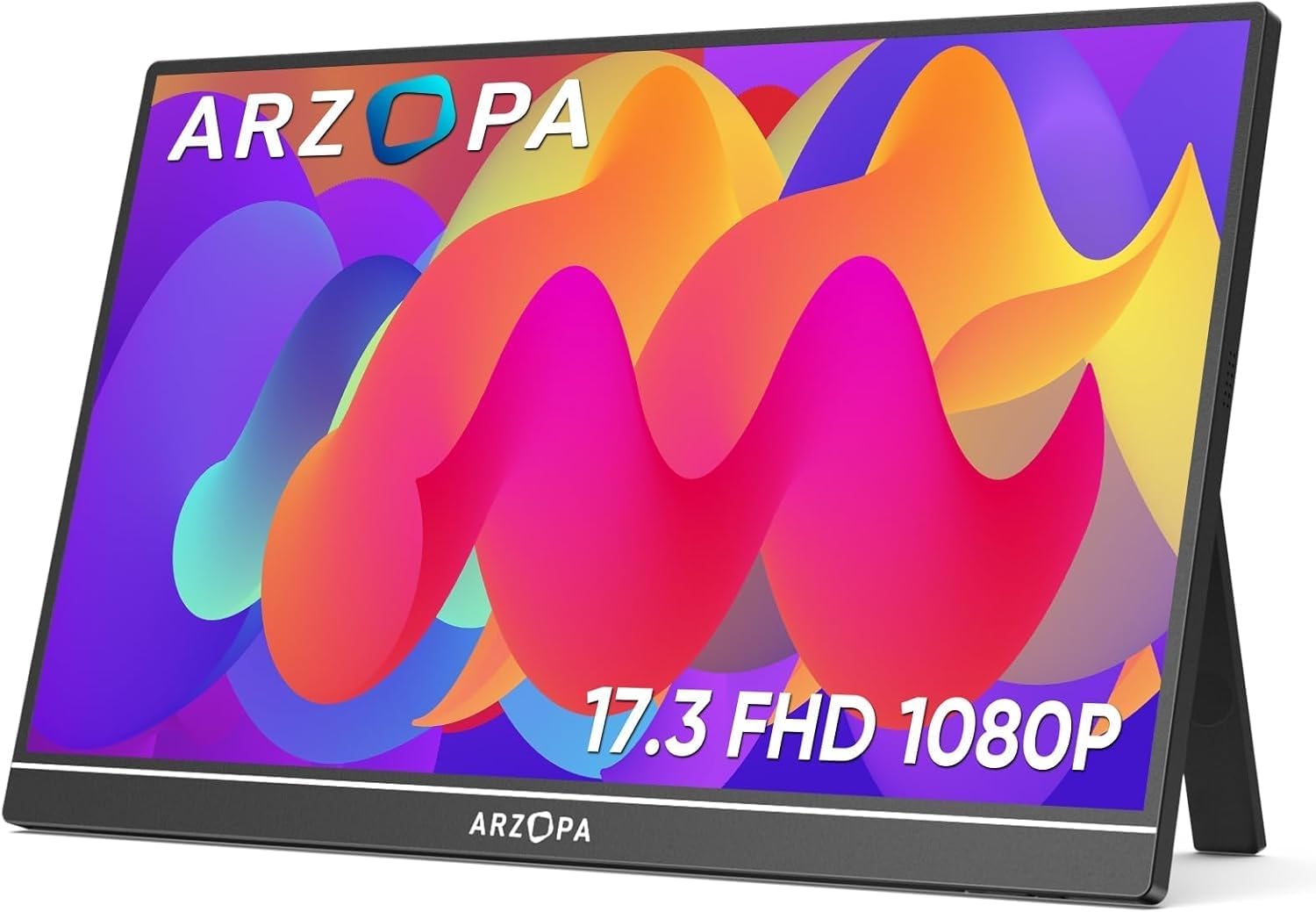 ARZOPA 17.3 Portable Monitor, 1080P FHD 103% sRGB IPS Gaming Monitor Laptop Monitor with Built-in Kickstand HDMI USB C External Screen for PC Mac Phone Xbox PS5 - A1M