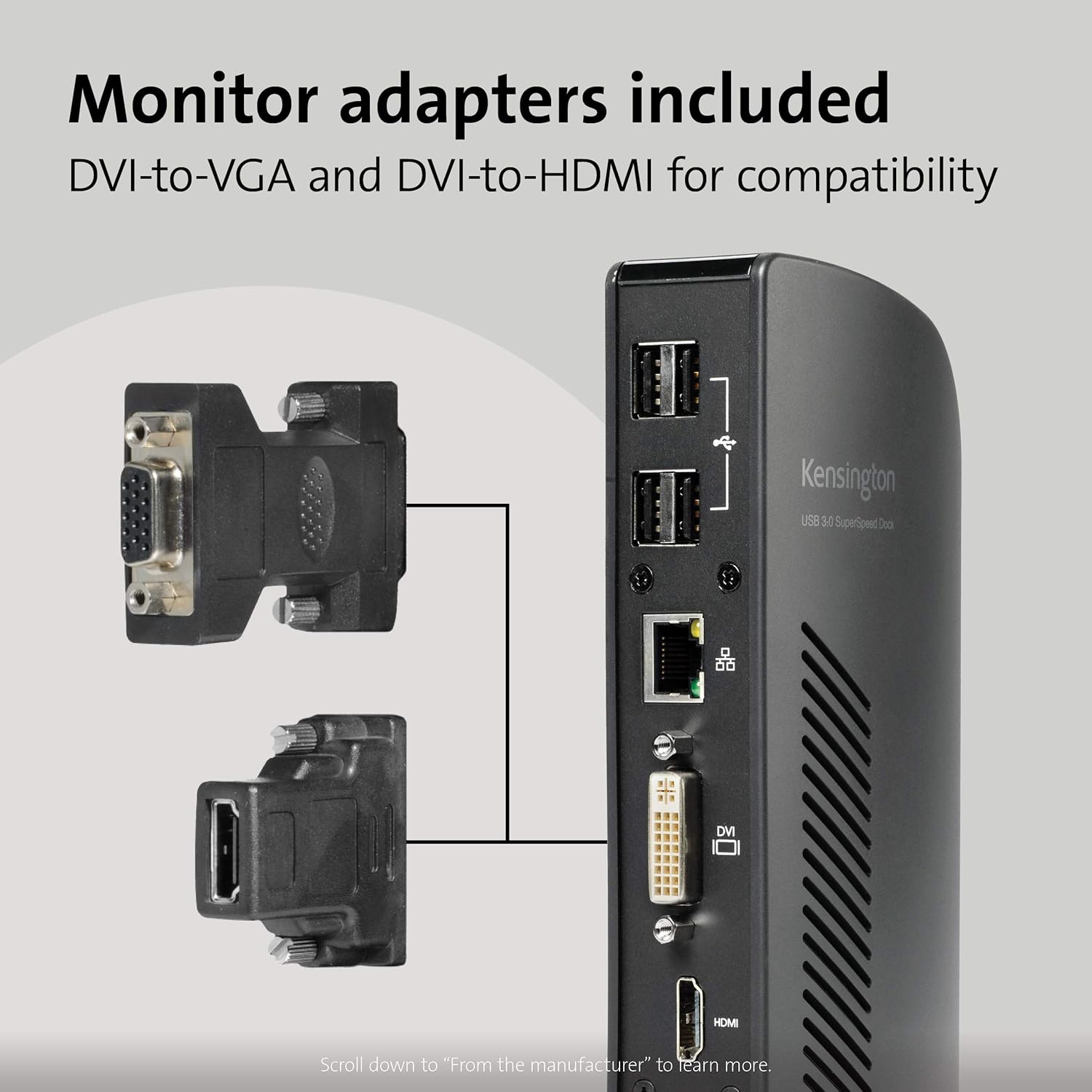 Kensington USB 3.0 Dual Display Docking Station for MacBooks, Windows and Surface (K33972US)
