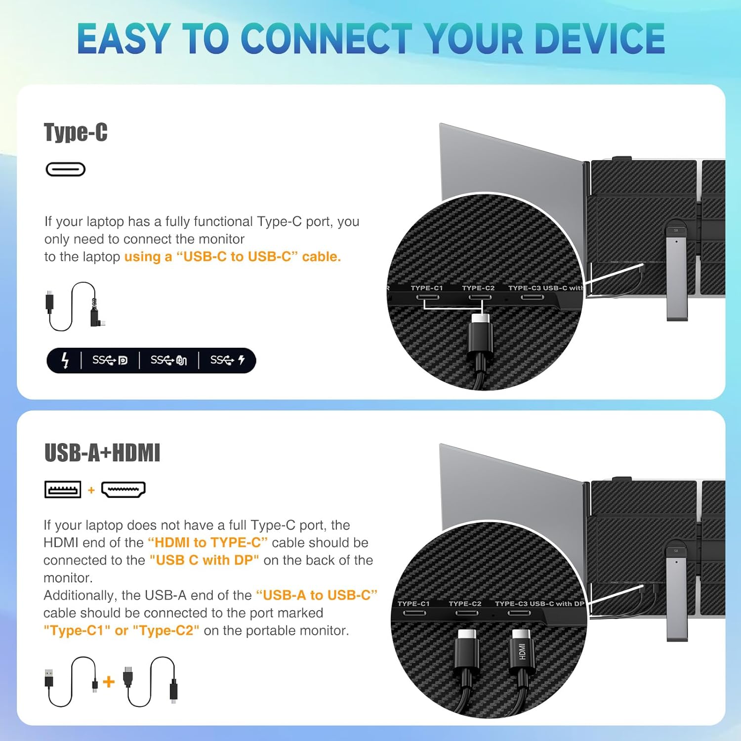 Laptop Screen Extender, 2025 Upgraded Ultra-Thin 14” FHD 1080P Portable Monitor, Lightweight Dual Laptop Monitor Extender for 13-17.3” Laptops, Plug n Play for Windows/Mac/Android