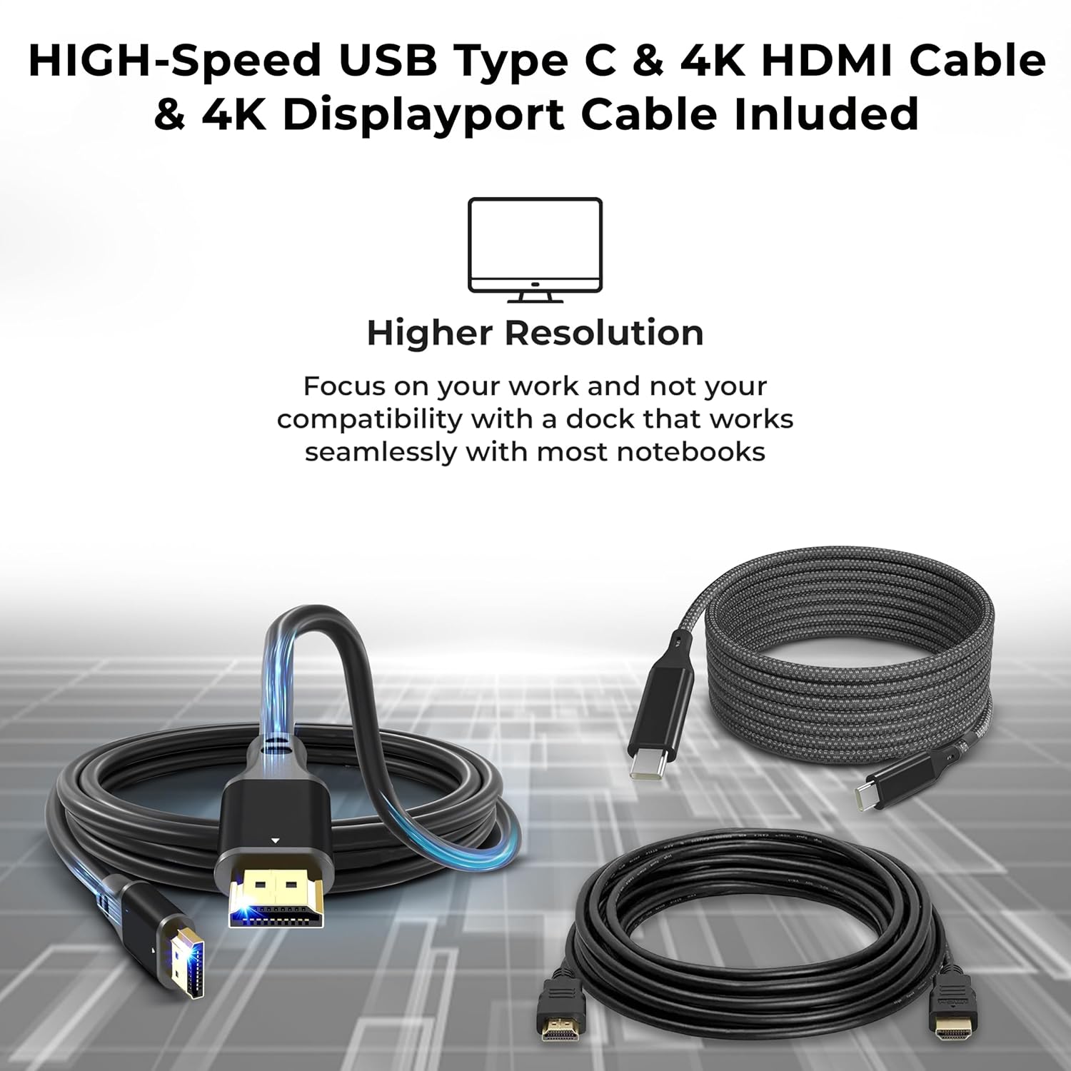 Lenovo 40AY0090US Dock Dual Monitor Bundle - Lenovo Docking Station USB C with 90W AC Adapter + 4K HDMI Cable + 4K DisplayPort Cable + USB-C Cable + Microfiber Cloth - Supports 4K Display (Renewed)