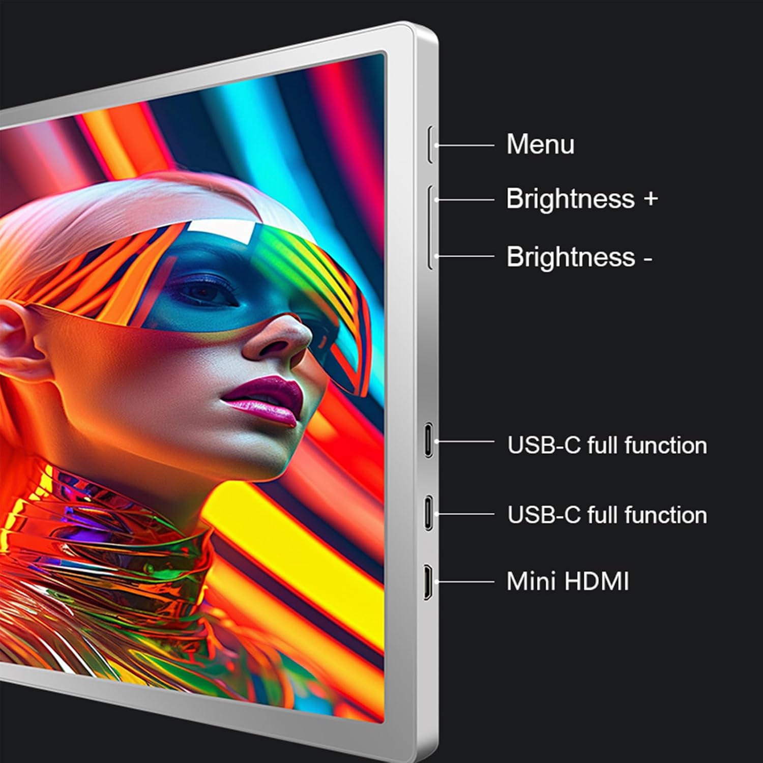 LXU 16-inch Portable Monitor for Laptop | 2025 New Upgraded 1200P 16:10 FHD Screen Extender | Plug-Play Laptop Extended Monitor | USB-C/HDMI Triple Display for 12~18.5 MacOS/Windows | 360° Rotatable