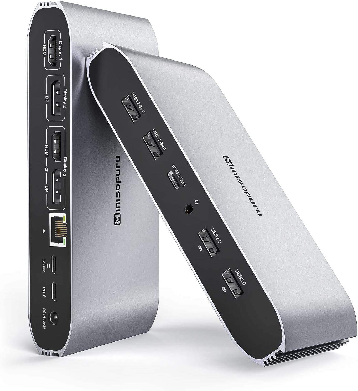 Minisopuru Displaylink Triple Display Docking Station for MacBook M1/M2/M3/M4/Windows,DisplayLink Docking Station with 2 HDMI  2 DisplayPort,100W Charge, USB-C Data, Ethernet, Audio, 4 USBA Ports