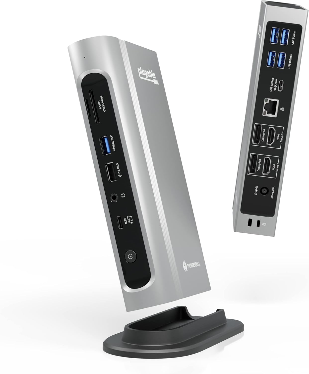 Plugable 16-in-1 Thunderbolt 4 Dock – Dual 4K Monitors for M4 MacBook Air/Pro, 100W Charging, 2X HDMI, 2X DisplayPort, 2.5G Ethernet, 7X USB, MicroSD/SD Card Reader, Audio, Windows  USB4 Compatible