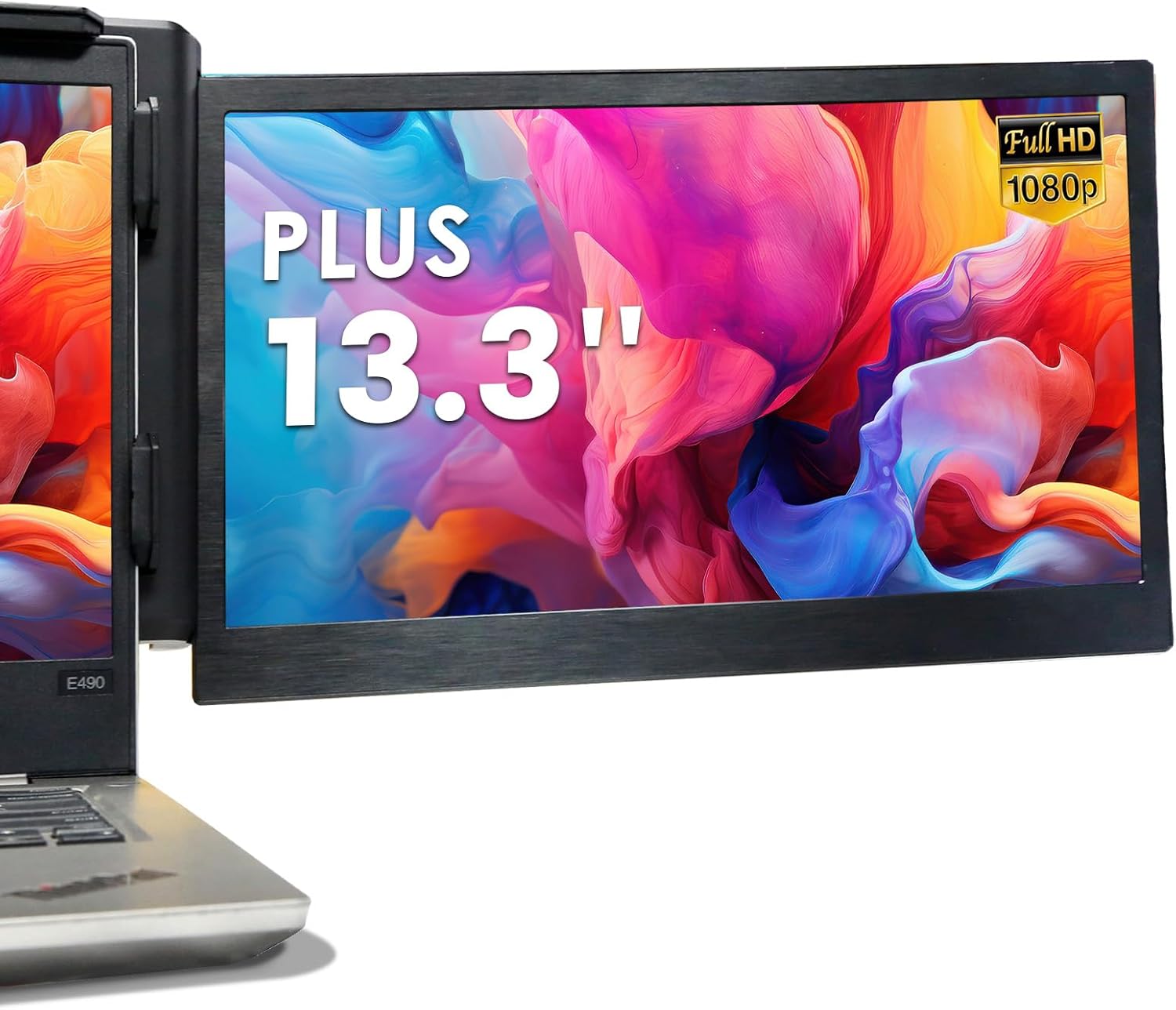 Teamgee P1 Plus Laptop Screen Extender 13.3” FHD 1080P IPS Display，Dual USB  HDMI Portable Monitor, Plug-and-Play Compatible with Mac/Windows/Android, Fits 13-17 Laptops