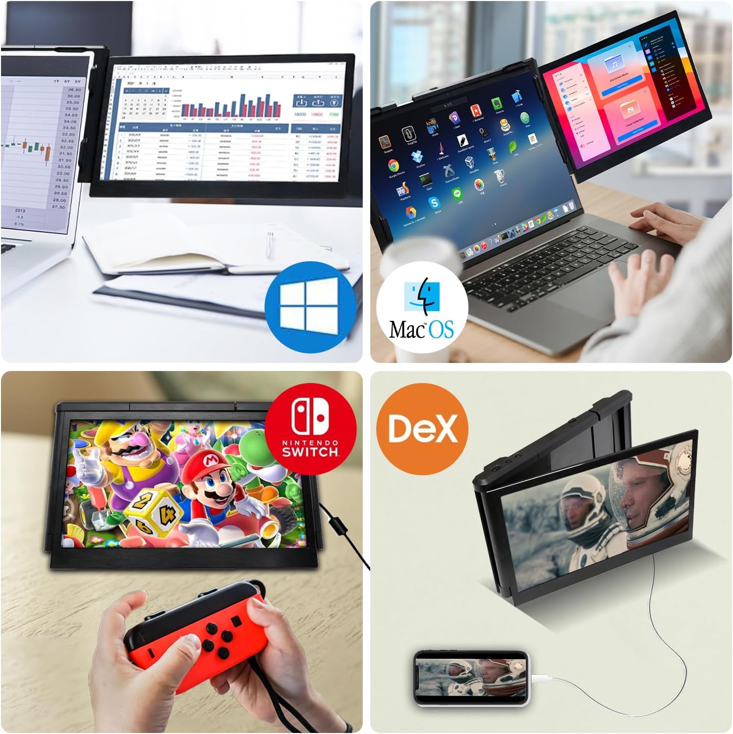 Teamgee P1 Plus Laptop Screen Extender 13.3” FHD 1080P IPS Display，Dual USB  HDMI Portable Monitor, Plug-and-Play Compatible with Mac/Windows/Android, Fits 13-17 Laptops
