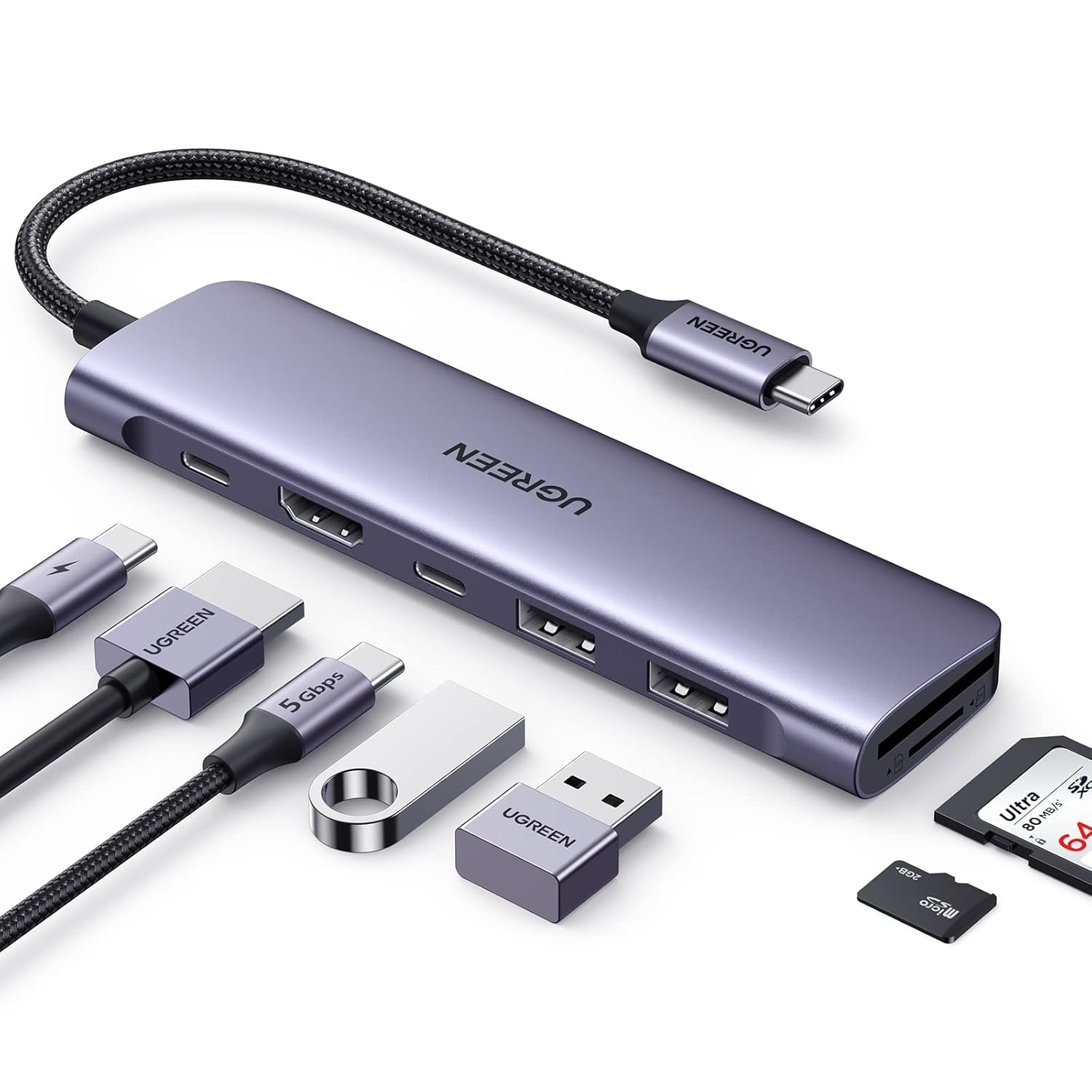 UGREEN Revodok 1071 USB C Hub for Laptop 7 in 1 Dock 4K HDMI, 100W PD Charging, USB-C  2 USB-A 5Gbps Data Ports, SD/TF Card Reader for MacBook Pro/Air, iPad Pro, XPS, Thinkpad