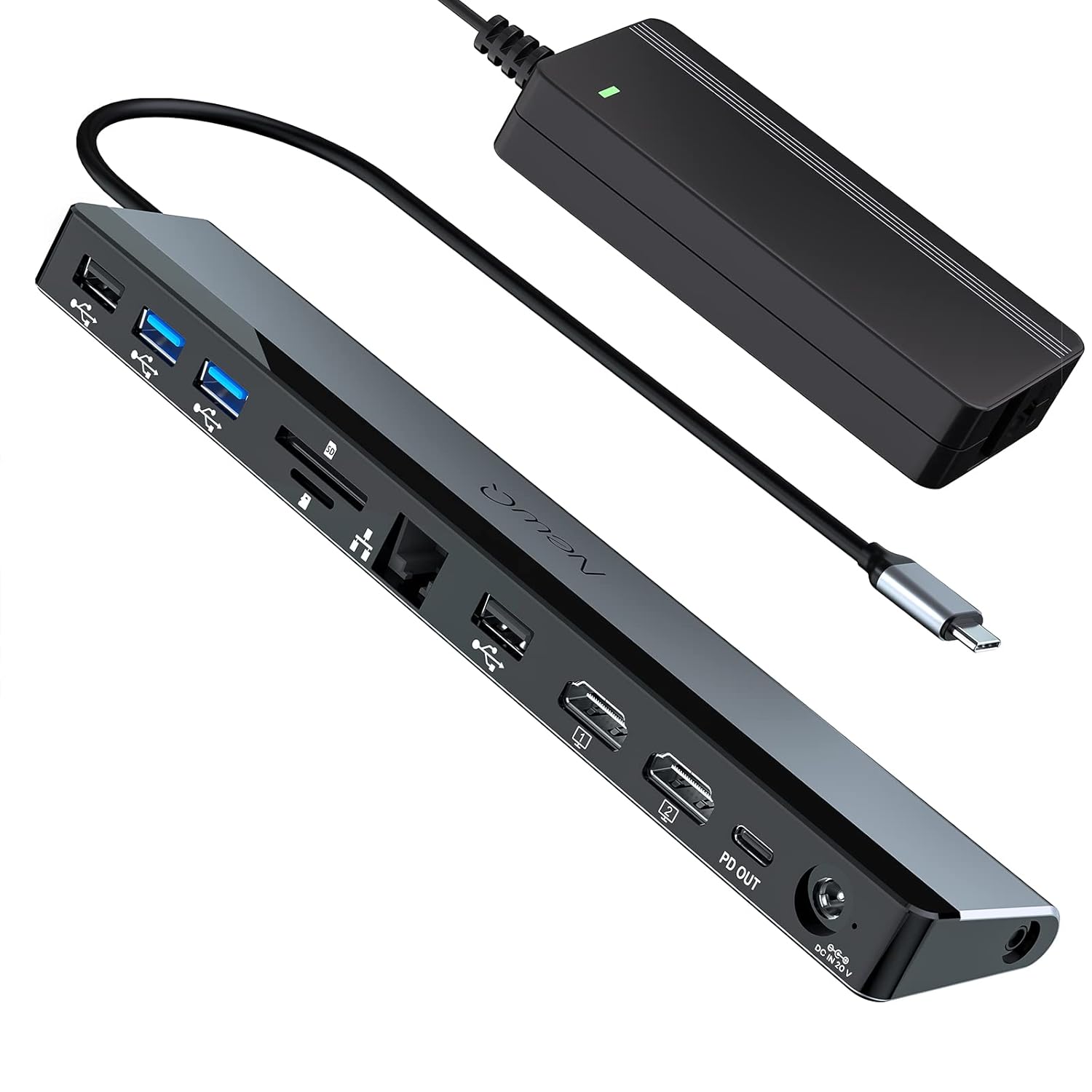 USB C Docking Station Dual Monitor with Power Adapter: NewQ 12-in-1 Thunderbolt 3 | 4 Dock, Dual 4K HDMI, 4 USB, Audio, Ethernet, SD/TF Slot, 18W PD Out, for Mac, HP, Dell, Lenovo, Surface, Asus, Acer