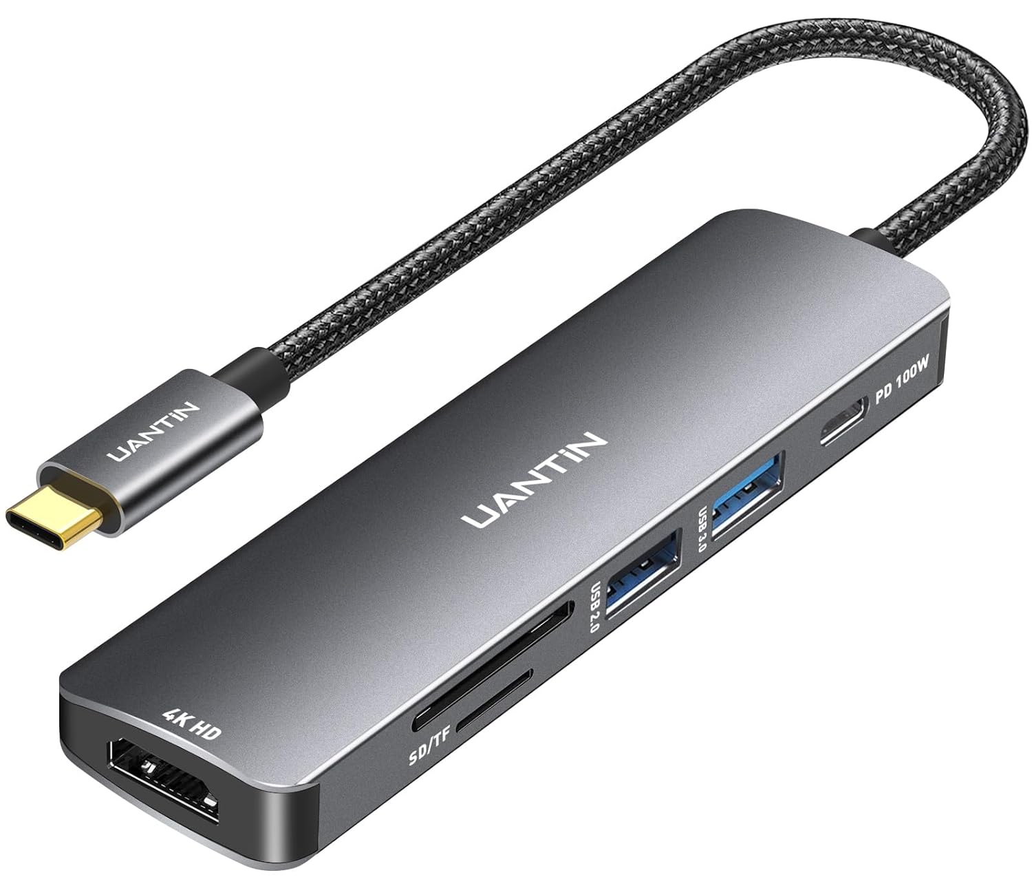 USB C Hub with 4K HDMI,100W Power Delivery,2 USB-A Data Ports,SD/TF Card Reader,6-in-1 USBC Type C Hub Multiport Adapter for MacBook Pro/Air,iPad,iPhone 15/Pro/Plus/Max,Surface,XPS etc