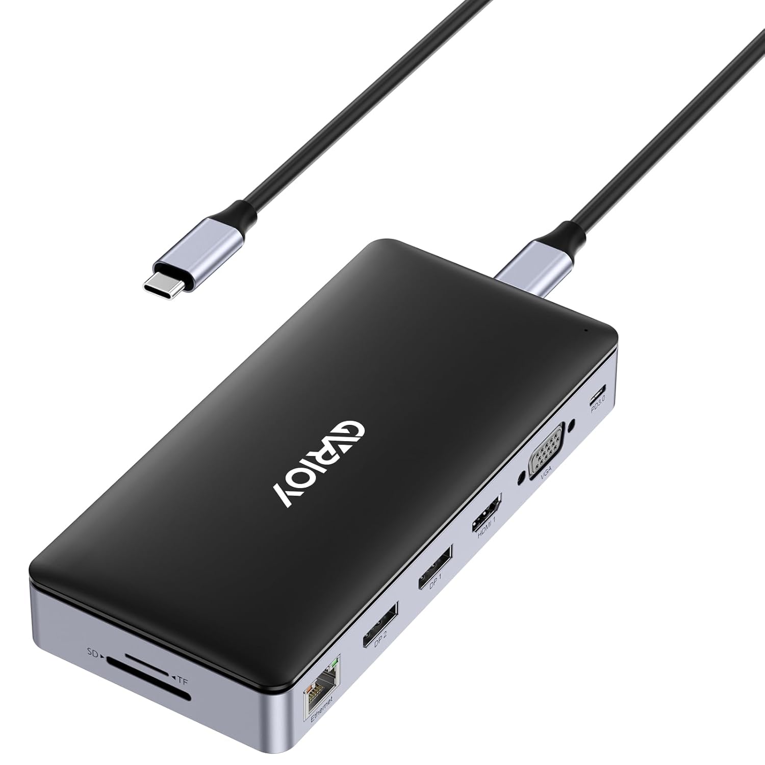 USB C Laptop Docking Station, 15 in 1 Triple Display Multiport Adapter 3 Monitors Dock with Dual DP, HDMI, VGA, USB C/A, RJ45, SD/TF, Mic/Audio, PD Compatible for MacBook/Dell/HP/Lenovo Laptops