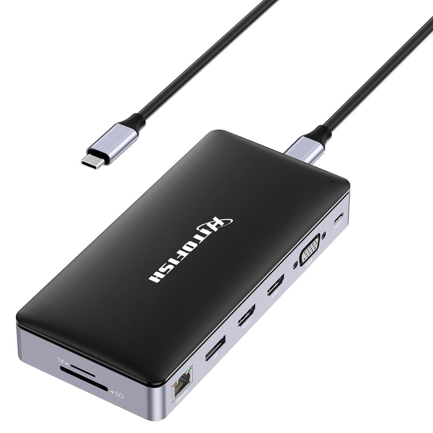 USB C Laptop Docking Station Dual Monitor, 15 in 1 Docking with 4K Triple Display Multiport Adapter Compatible for MacBook/Dell/HP/Lenovo (2 HDMI, DP, VGA, USB Ports, RJ45, SD/TF, Mic/Audio, PD) -Grey