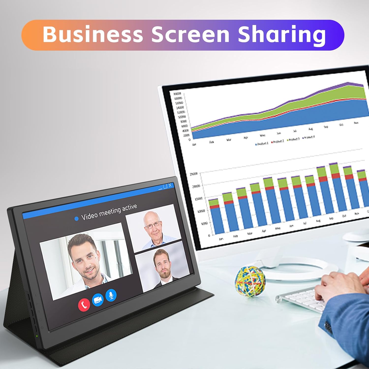 15.6inch Computer Portable Monitor, 1080P FHD USB-C, Double HDMI 1920x1080 IPS Monitor with Audio Output for Raspberry Pi Laptop PC MAC Phone PS4 Switch