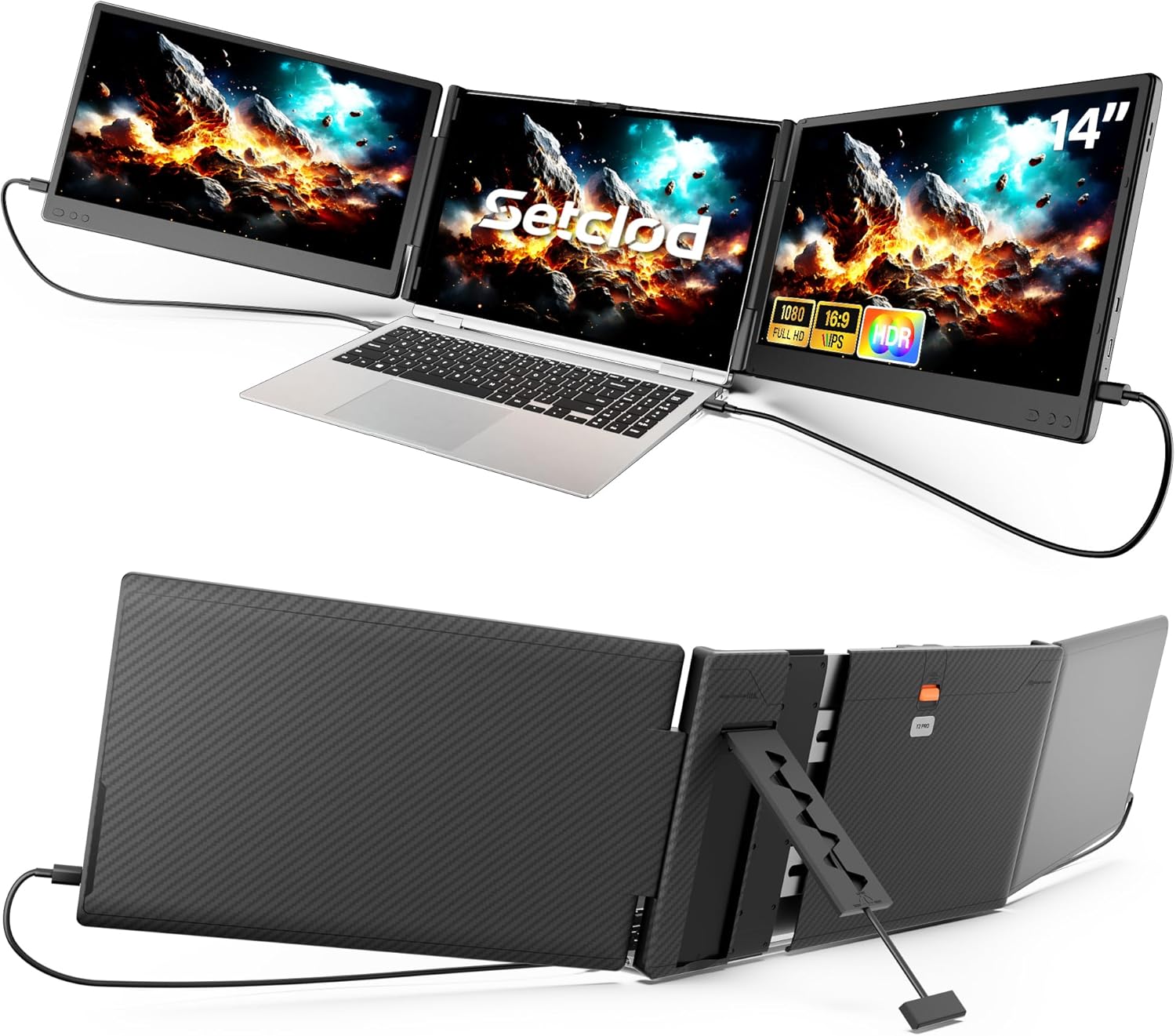 2025 Upgraded Laptop Screen Extender Portable, 14 1080P FHD IPS Screen, Monitor Extender for Laptop, Fit for 13-17, Plug  Play Compatiable with Windows/Mac/Chrome/Android/Switch