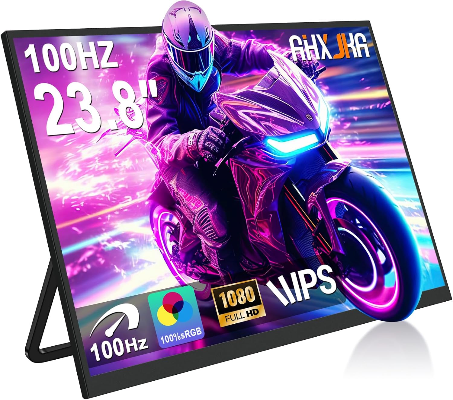 23.8 Large Screen Portable Monitor with Stand,100HZ Gaming Monitor,FHD IPS/HDR Computer Screen Extender with Built-in Speakers -Compatible with Laptop PC Phone PS4/PS5 Switch