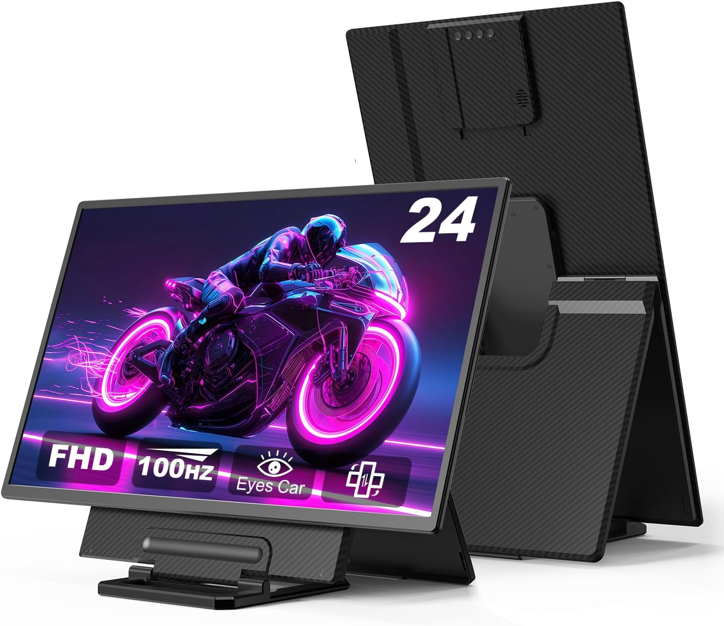 24 Large Portable Monitor, 1080P FHD 100Hz Laptop Screen Extender, 125% sRGB IPS Monitor Extender, USB C HDMI Office Gaming with Detachable Stand, Travel monitor for Window MAC Phone Xbox Switch