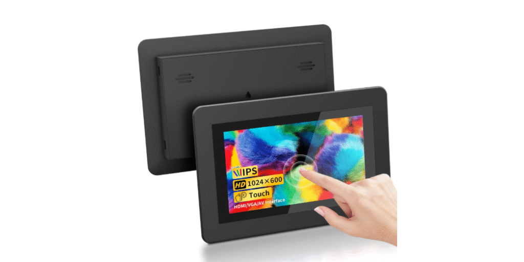 7 inch Touchscreen, 1024×600 IPS Mini Monitor with Built-in Speakers-HDMI-VGA-AV Input for Raspberry Pi, PC, TV, CNC, CCTV