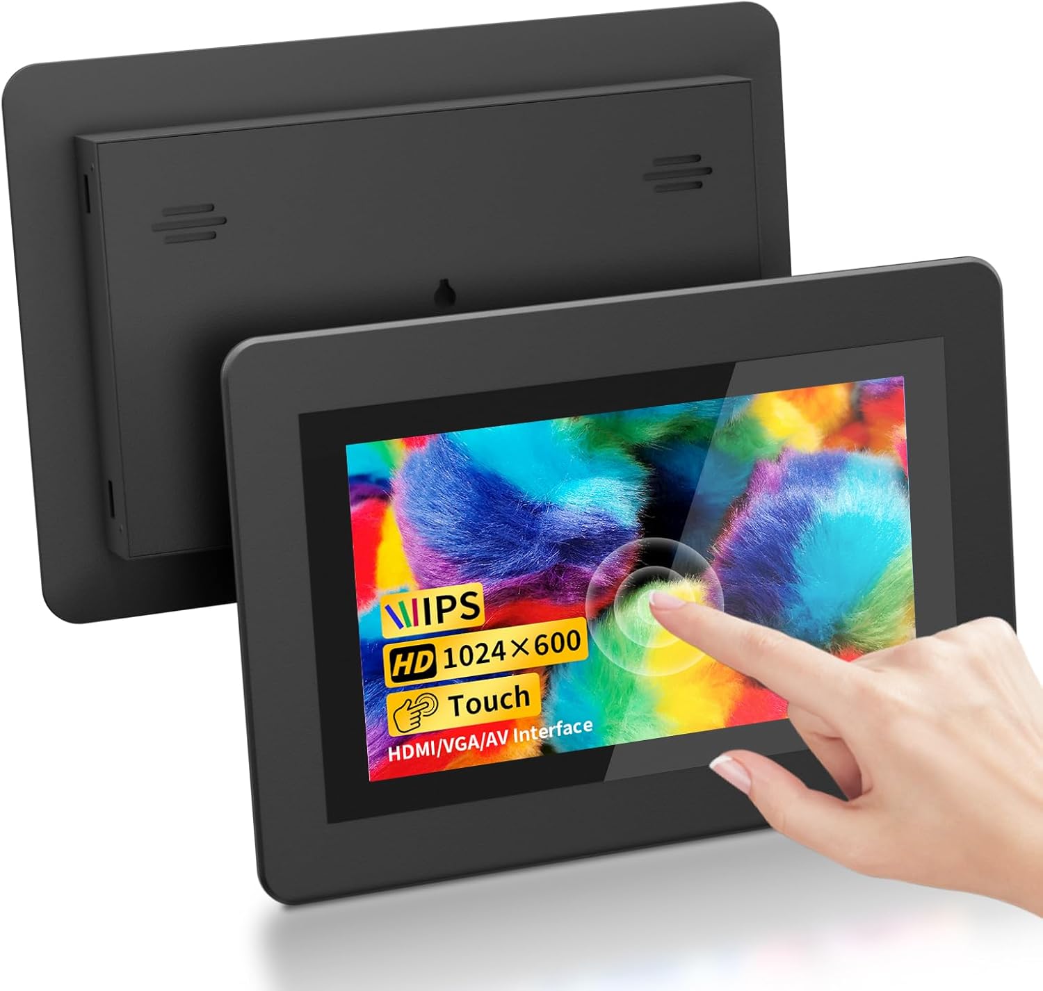 7 inch Touchscreen, 1024×600 IPS Mini Monitor with Built-in Speakers/HDMI/VGA/AV Input for Raspberry Pi, PC, TV, CNC, CCTV