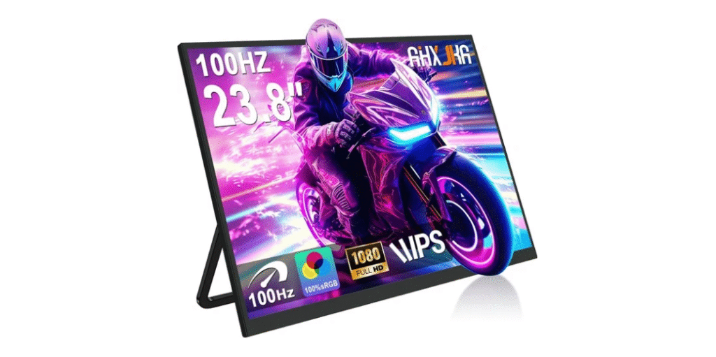 AHXJKA 23.8 inch Large Screen Portable Monitor with Stand,100HZ Gaming Monitor,FHD IPS-HDR Computer Screen Extender