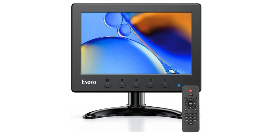 Eyoyo Mini Monitor 7 Inch Small HDMI Monitor 1024x600 LCD Screen Display HDMI AV VGA BNC USB Input for PC CCTV Security Camera Computer Laptop RasPi