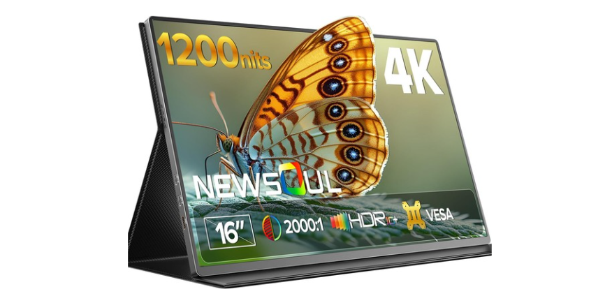 Newsoul Portable Monitor 4K 16 inch Laptop Monitor 1200Nits High Brightness