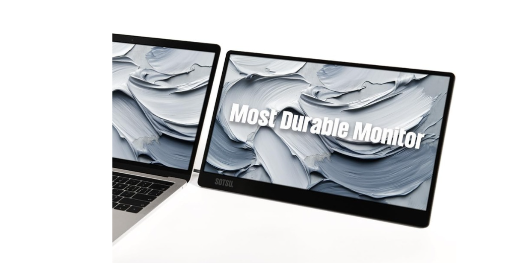 SOTSU FlipAction Go 14inch Premium Portable Monitor SFA14PMSV - Robust but Lightweight - Tempered Glass Cover - 1080p - 400 Nits - 100% sRGB - 5W - Super Versatile - USB C or Mini HDMI