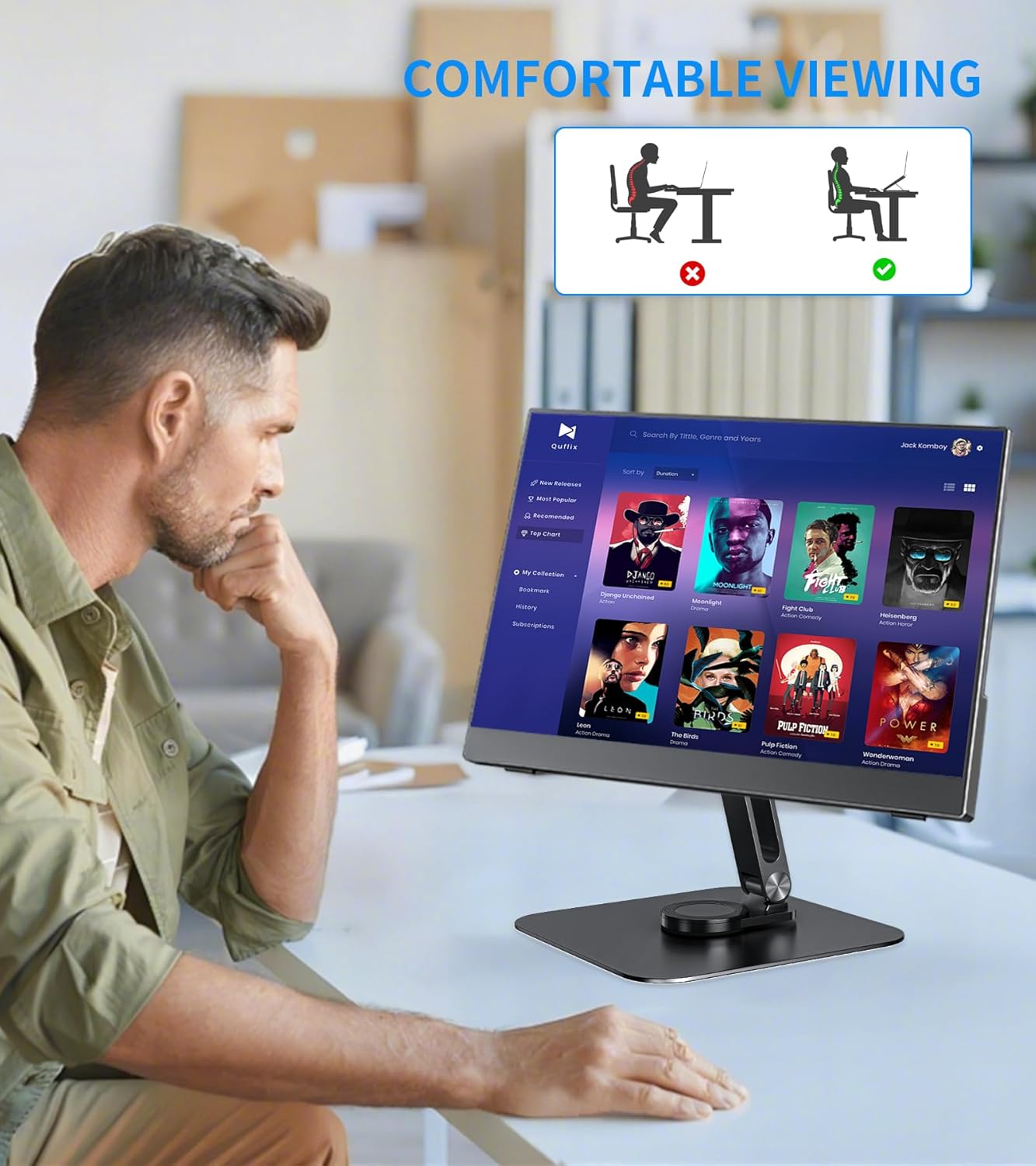 Adjustable Portable Magnetic Monitor/iPhone/Tablet Stand Magnetic Quick-Release - Foldable 10.1 10.5 11 11.6 12 12.5 15.6 17 17.3 18 18.5 inch Portable Monitor iPad Air mini Pro Samsung POS, Kindle