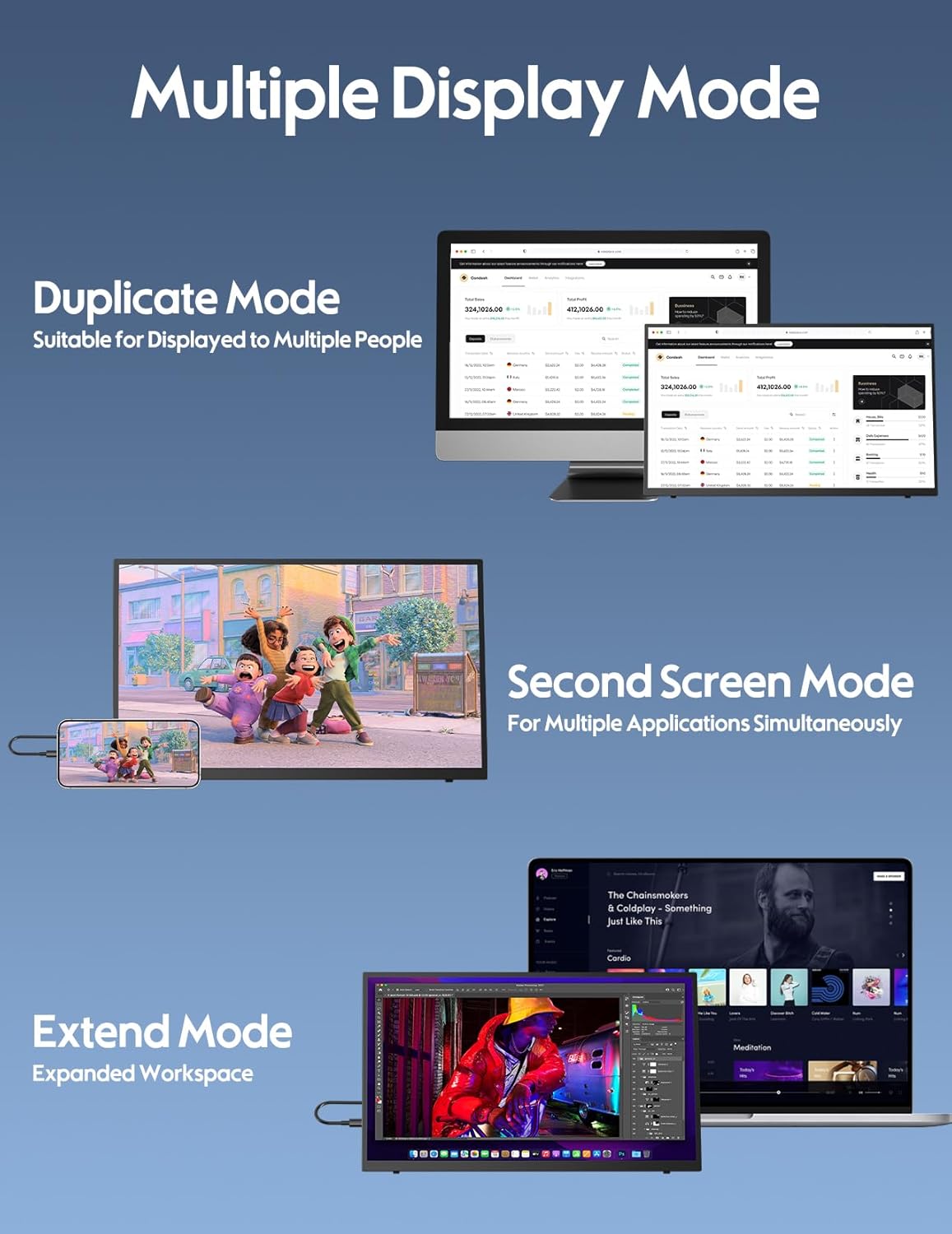 HONGO 18.5 inch 100Hz Portable Monitor 1080P, Large Portable Monitor Stand, FHD IPS Screen HDR Gaming Display, Travel Second Monitor for Mac PC Xbox PS4/5