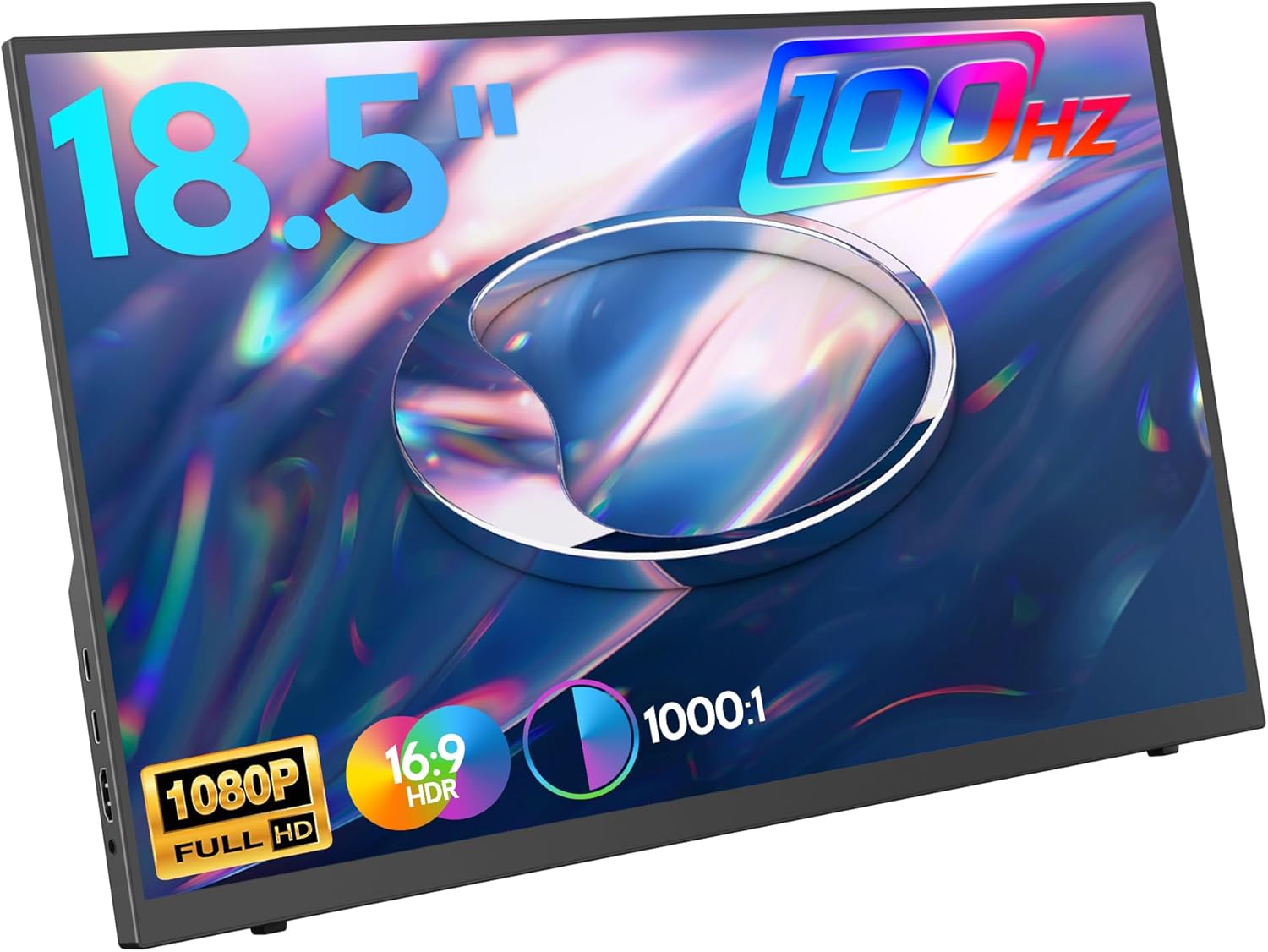 HONGO 18.5 inch 100Hz Portable Monitor 1080P, Large Portable Monitor Stand, FHD IPS Screen HDR Gaming Display, Travel Second Monitor for Mac PC Xbox PS4/5