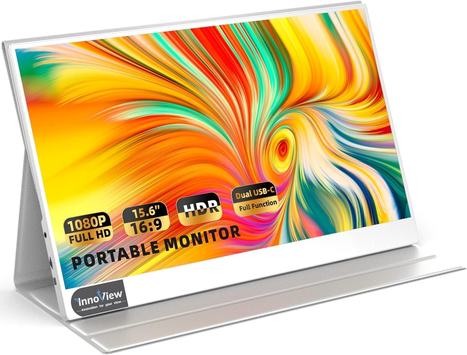 InnoView 15.6 Portable Monitor for Laptop Built-in 90° Adjustable Stand Without Bag FHD 1080P USB-C Travel Monitors HDR IPS Portable Laptop Monitor for MacBook PC Xbox PS4/5 Switch
