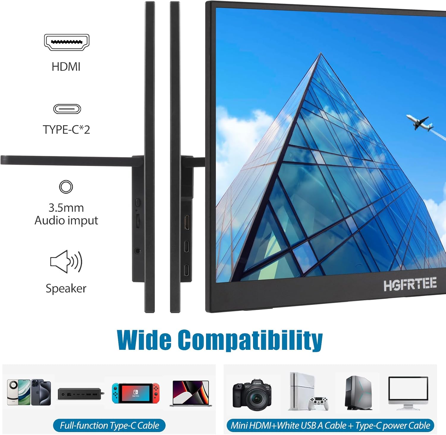 Laptop Screen Extender 15.6 - Dual Portable Monitors 1080P IPS FHD Stacked Folding Triple Display HDMI USB-C Travel Extended Extra Screen for Laptop Windows Mac w/Stand  VESA - LCD Panels