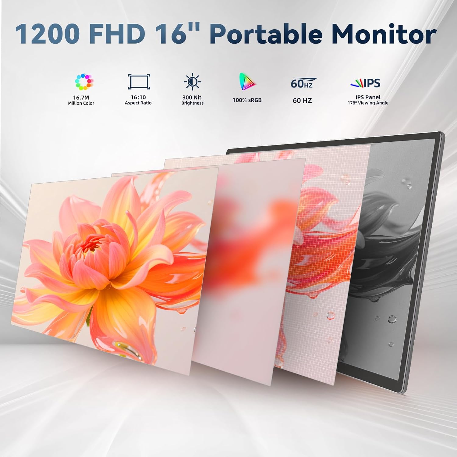 Laptop Screen Extender Portable - 16 inch IPS FHD 1200P Extended Dual Monitor for Laptops Compatible with Windows Mac Travel Work