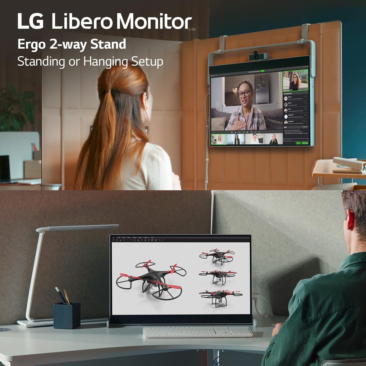 LG 27MQ70QC-S.AUS 27 QHD IPS HDR 10 Libero Monitor with Detachable Full HD Webcam