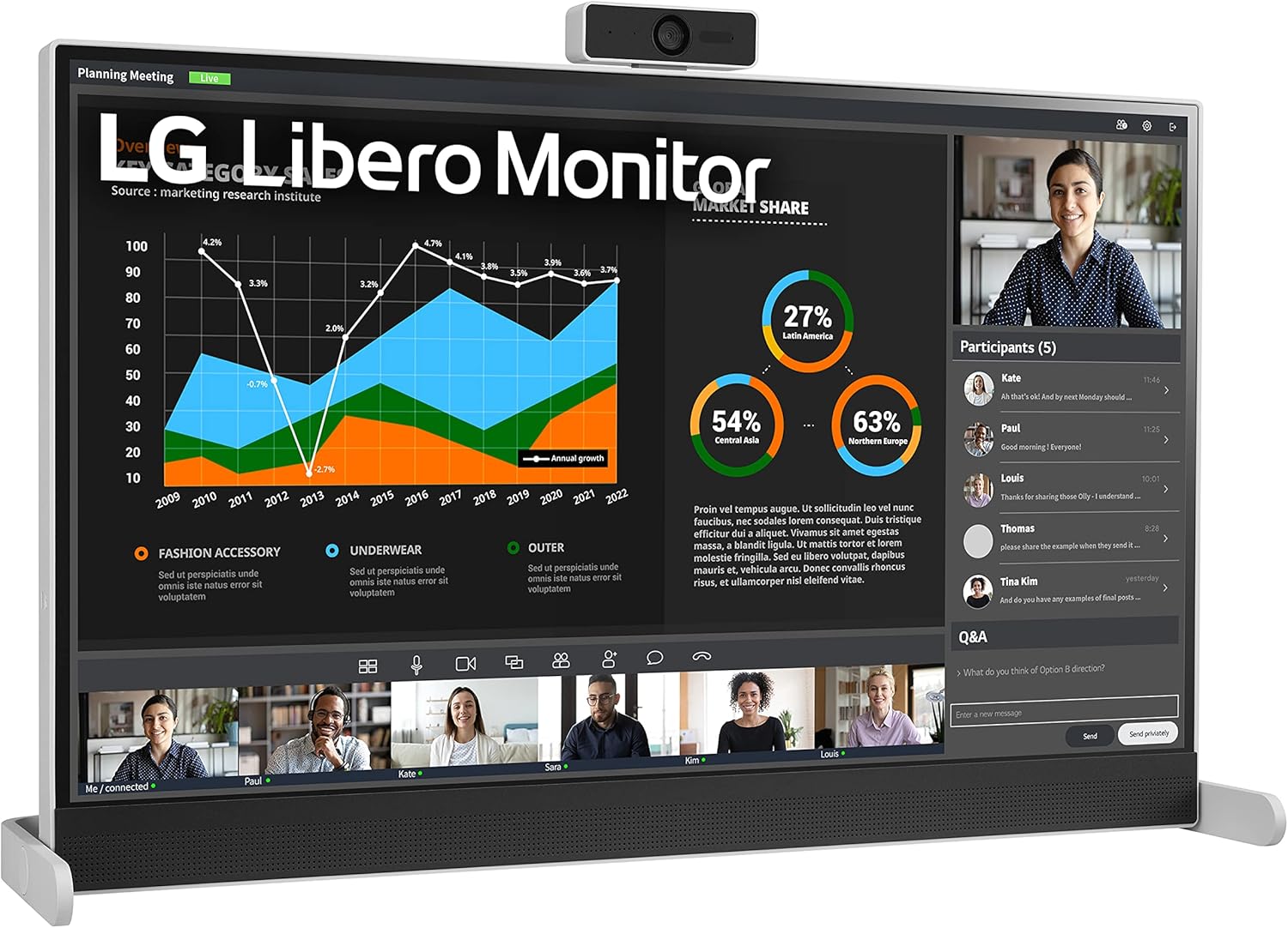 LG 27MQ70QC-S.AUS 27 QHD IPS HDR 10 Libero Monitor with Detachable Full HD Webcam