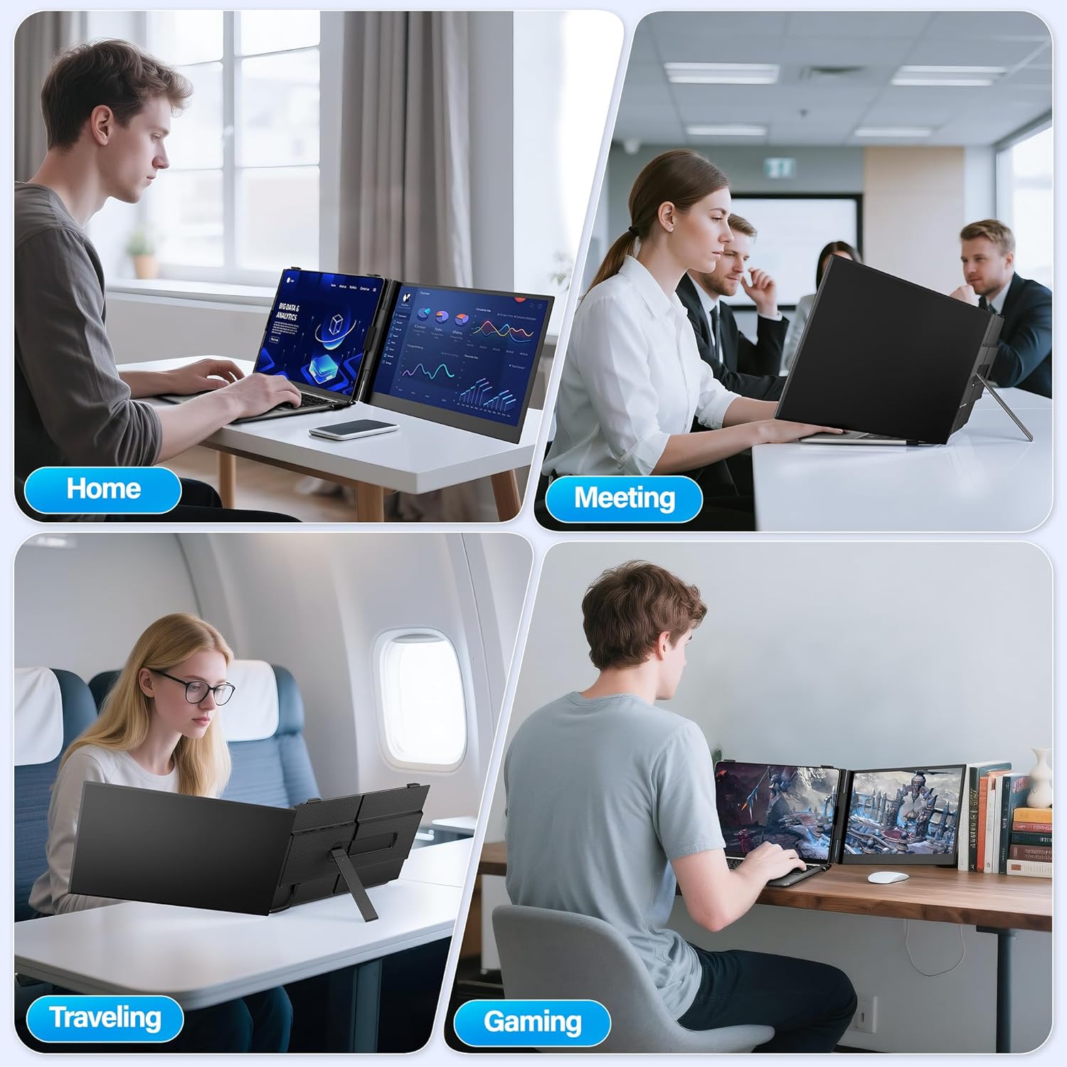 Ultra Thin Laptop Screen Extender Monitor Portable,14.2 1080P FHD Lightweight Dual Screen,Portable Monitor for Laptop,Fit for 13-17 Laptops,Plug  Play Compatiable with Win/Mac/Chrome/Android/Switch